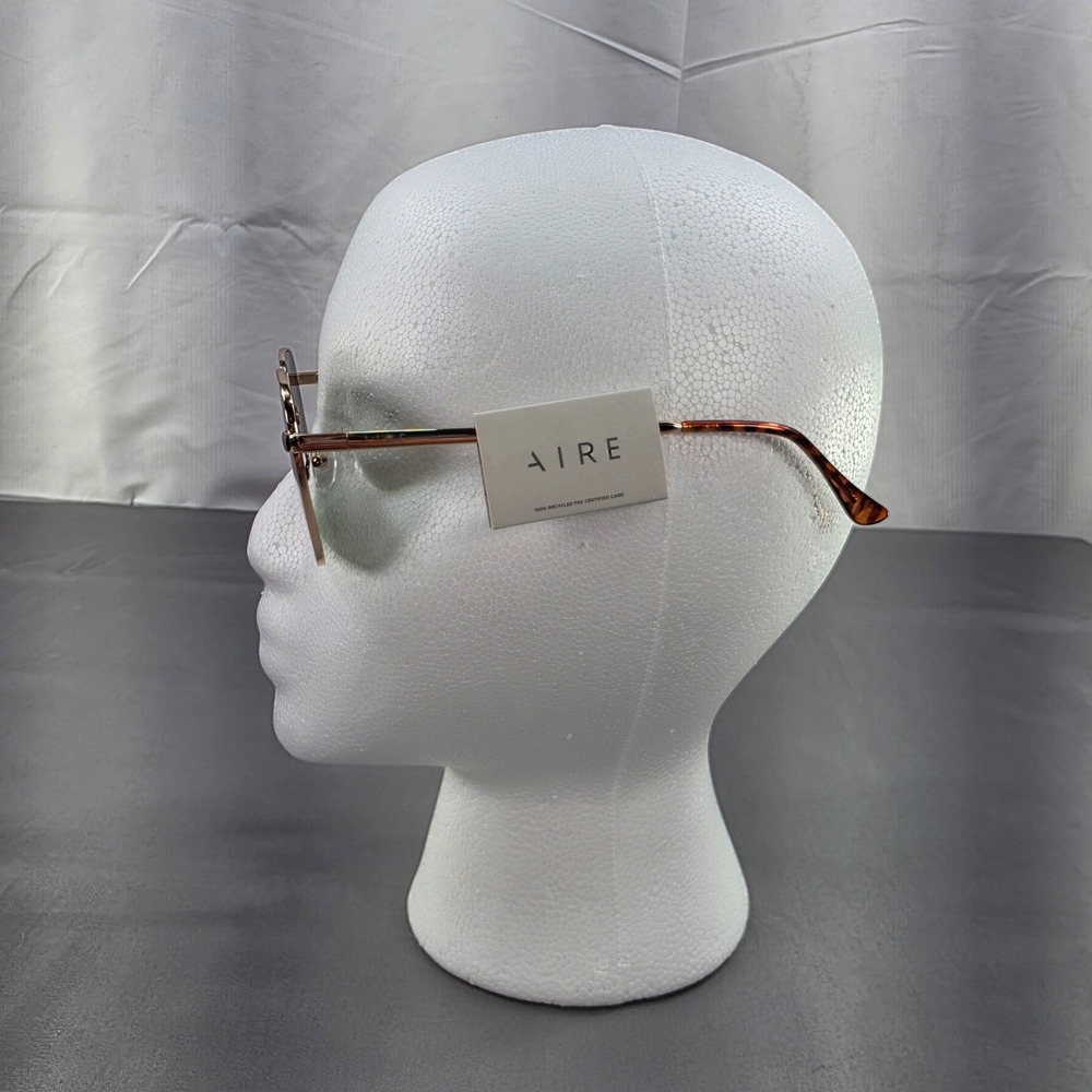 AIRE Sunglasses Gold Metal Frame Square Green Lens Fashion Sun Glasses - Picture 2 of 8